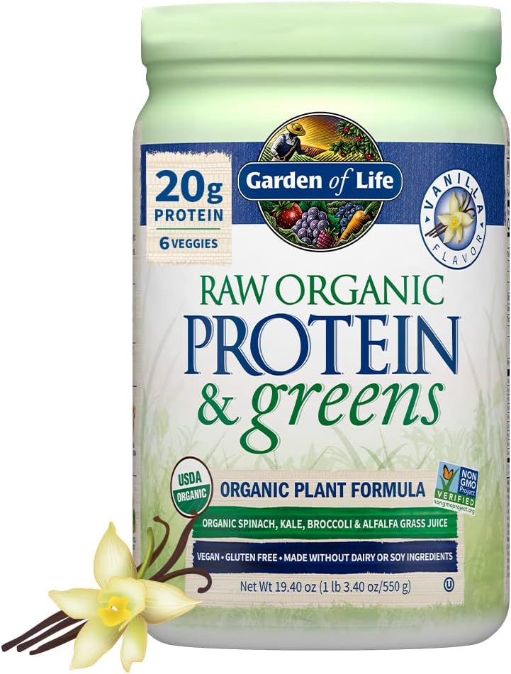 Garden of Life Raw Organic Protein & Greens Vanilla Made Without Dairy 20 Servings