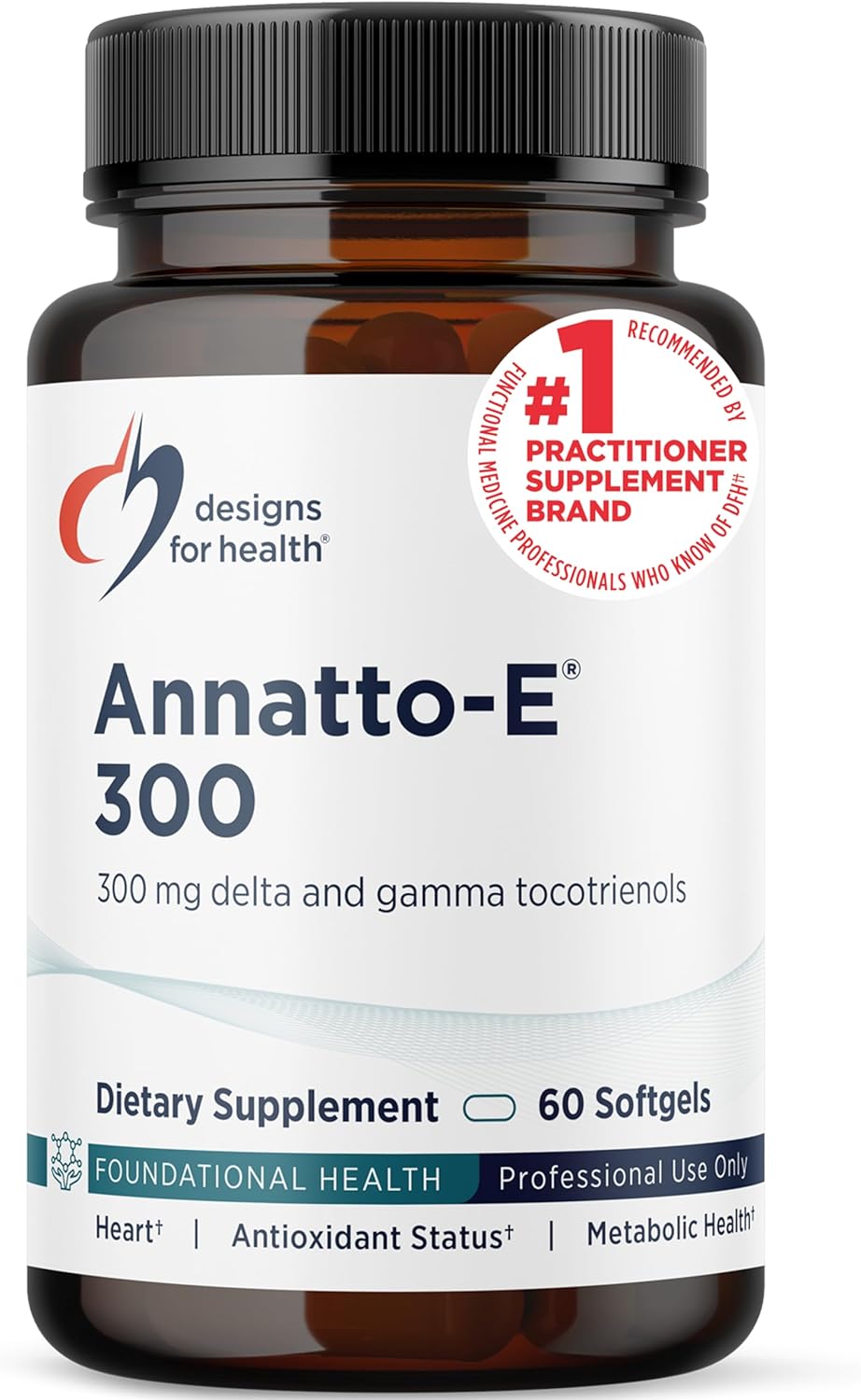 Designs for Health Annatto-E 300mg Tocotrienols Vitamin E - Delta + Gamma Tocotrienols (60 Vitamin E Softgels)