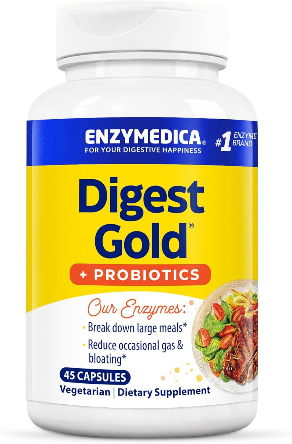 Enzymedica Digest Gold + Probiotics, 2-in-1 Digestive Enzymes & Probiotic Support 45 Capsules