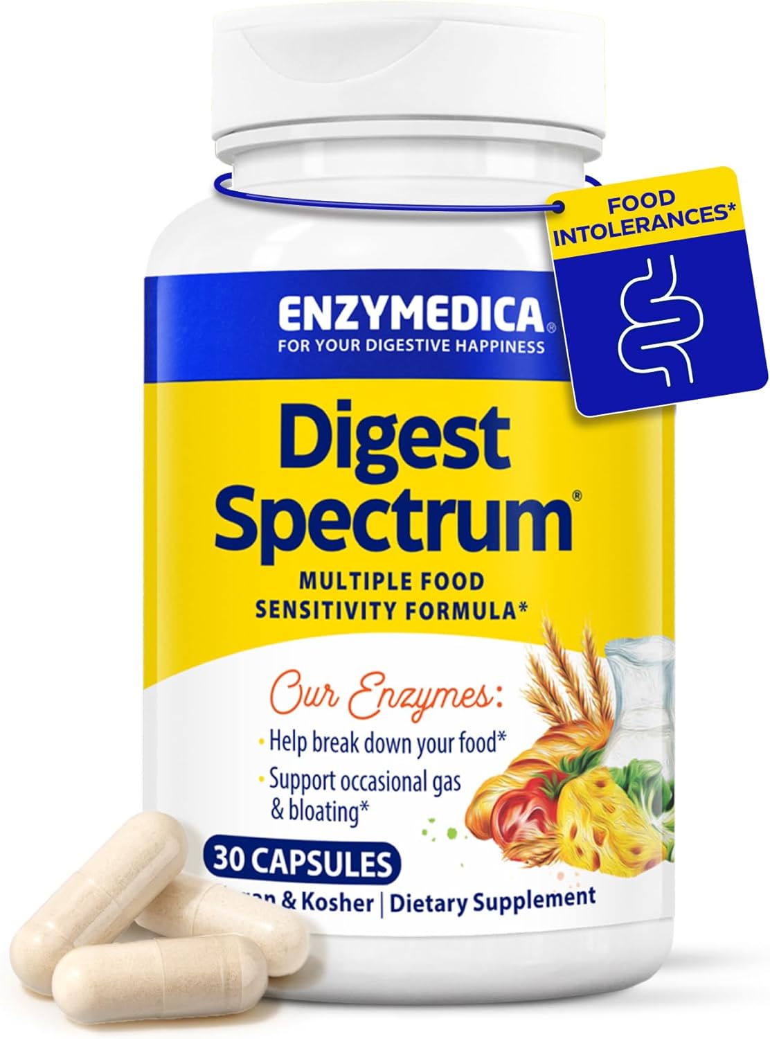 Enzymedica Digest Spectrum, Advanced Digestive Enzymes for Women and Men 30 Capsules