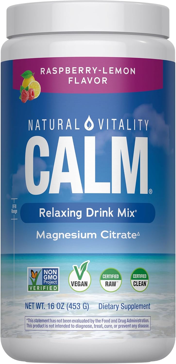 Natural Vitality Calm, Magnesium Citrate Supplement, Anti-Stress Drink Mix Powder, 16 oz