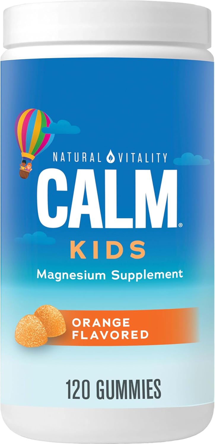 Natural Vitality Calm, Magnesium Citrate Kids Supplement, Stress Relief Gummies, 120 Gummies