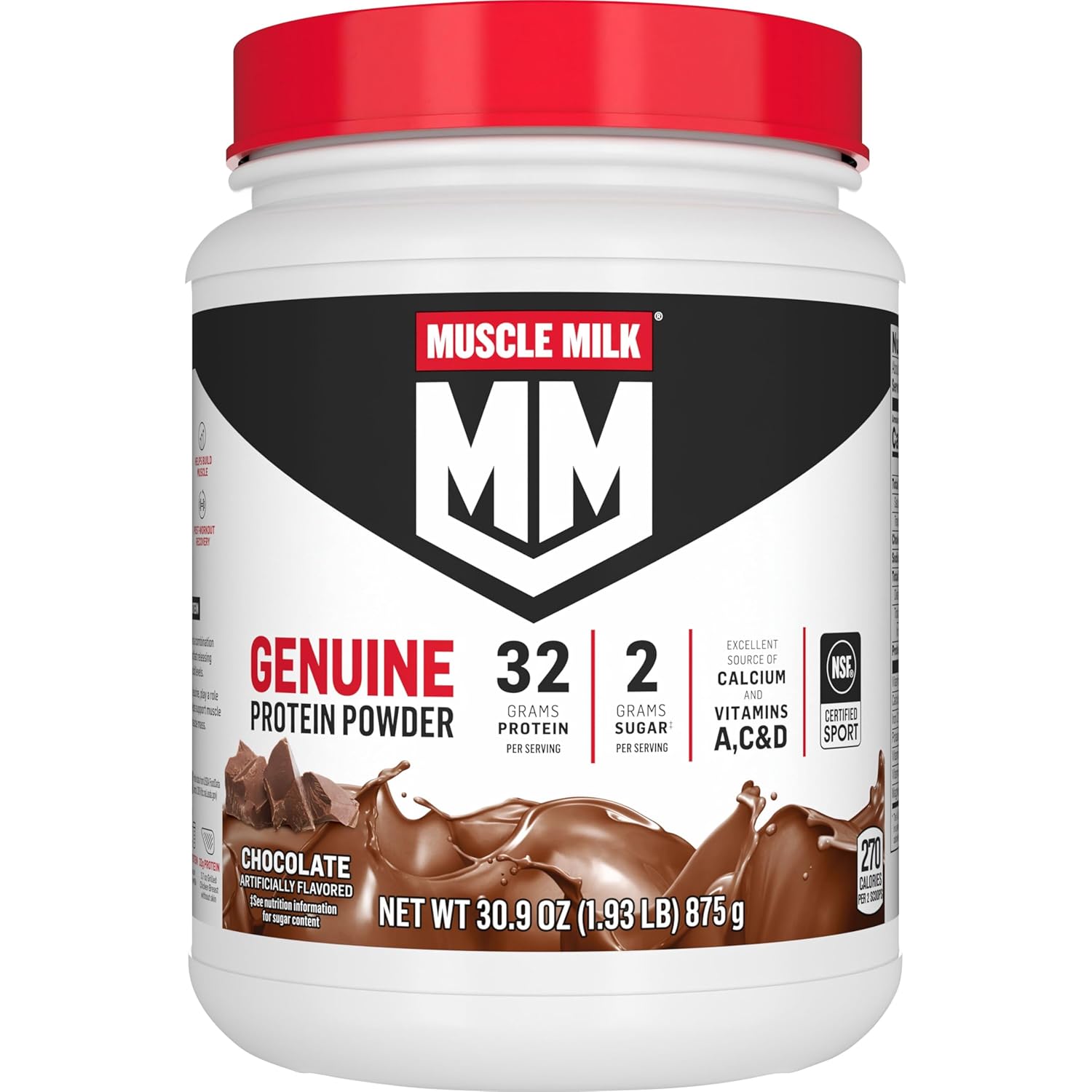 Muscle Milk Genuine Protein Powder, Chocolate, 1.93 Pounds, 13 Servings