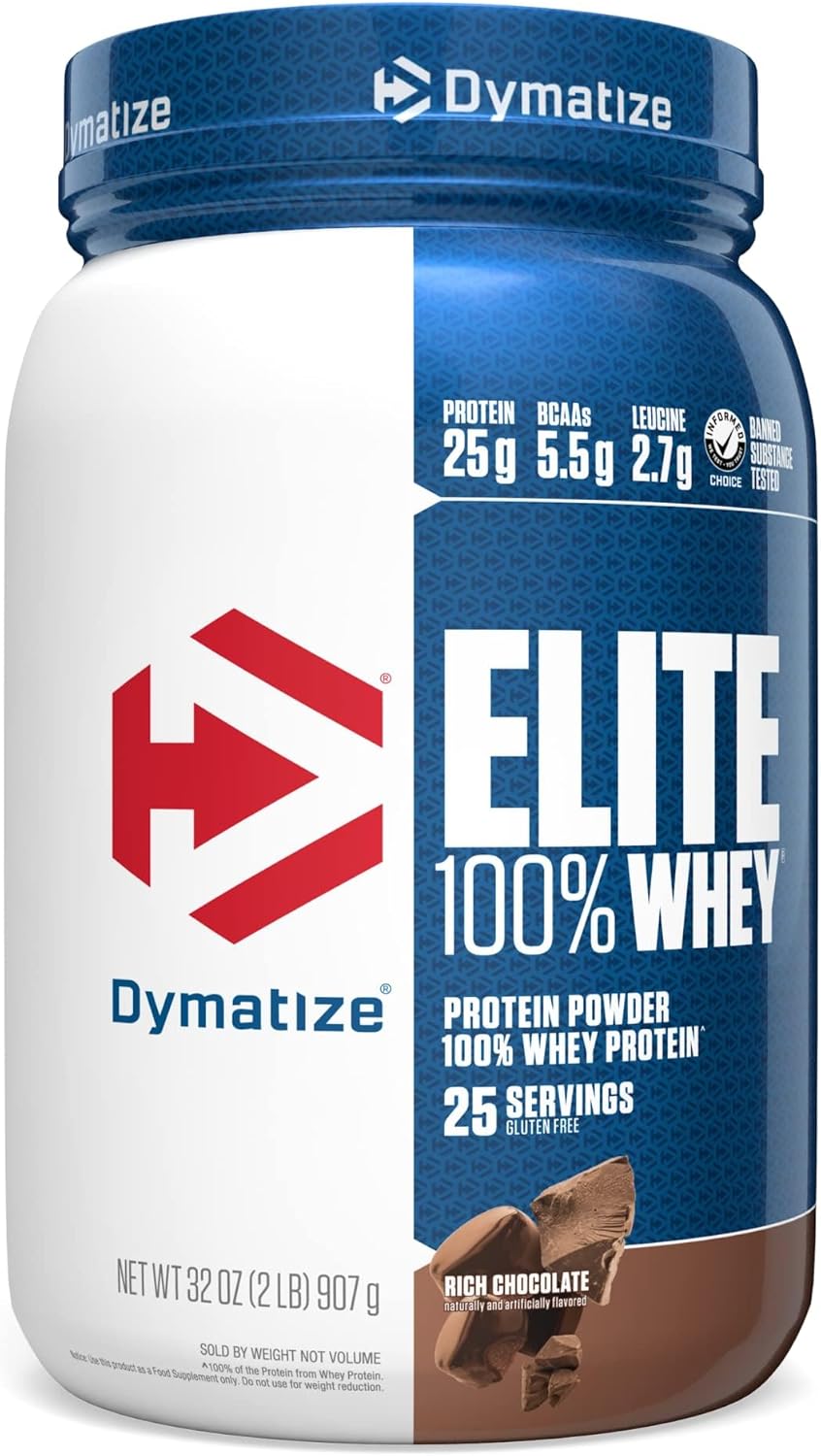 Dymatize Elite 100% Whey Protein Powder, Chocolate, 25g of Protein