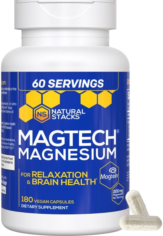 MagTech Magnesium Supplement - 3 Forms of Magnesium, Supports Relaxation & Brain Health - 180 Capsules