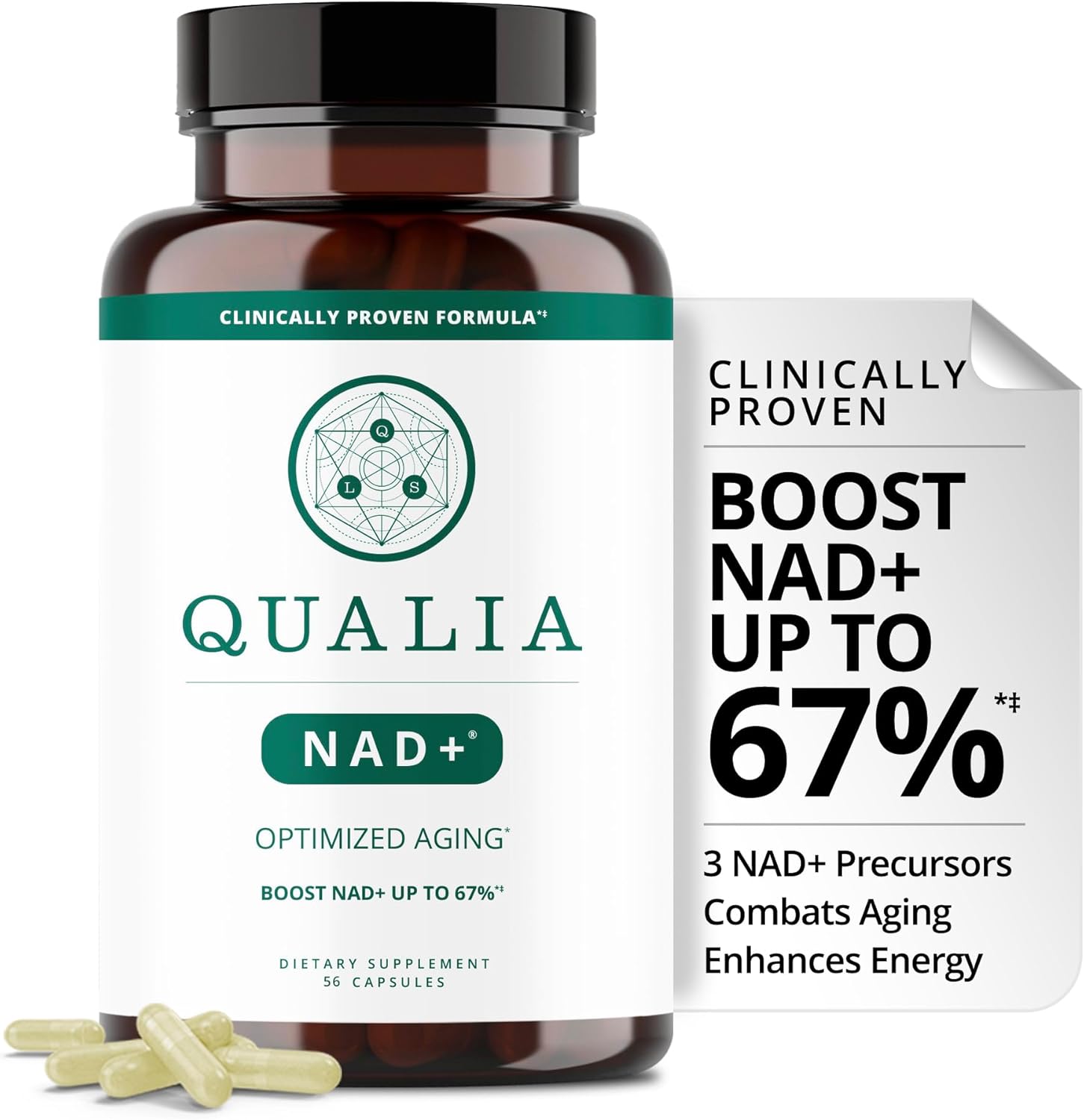 Qualia NAD Supplement — Clinically Proven to Boost NAD+ up to 67%. Optimized Aging, Energy, Focus