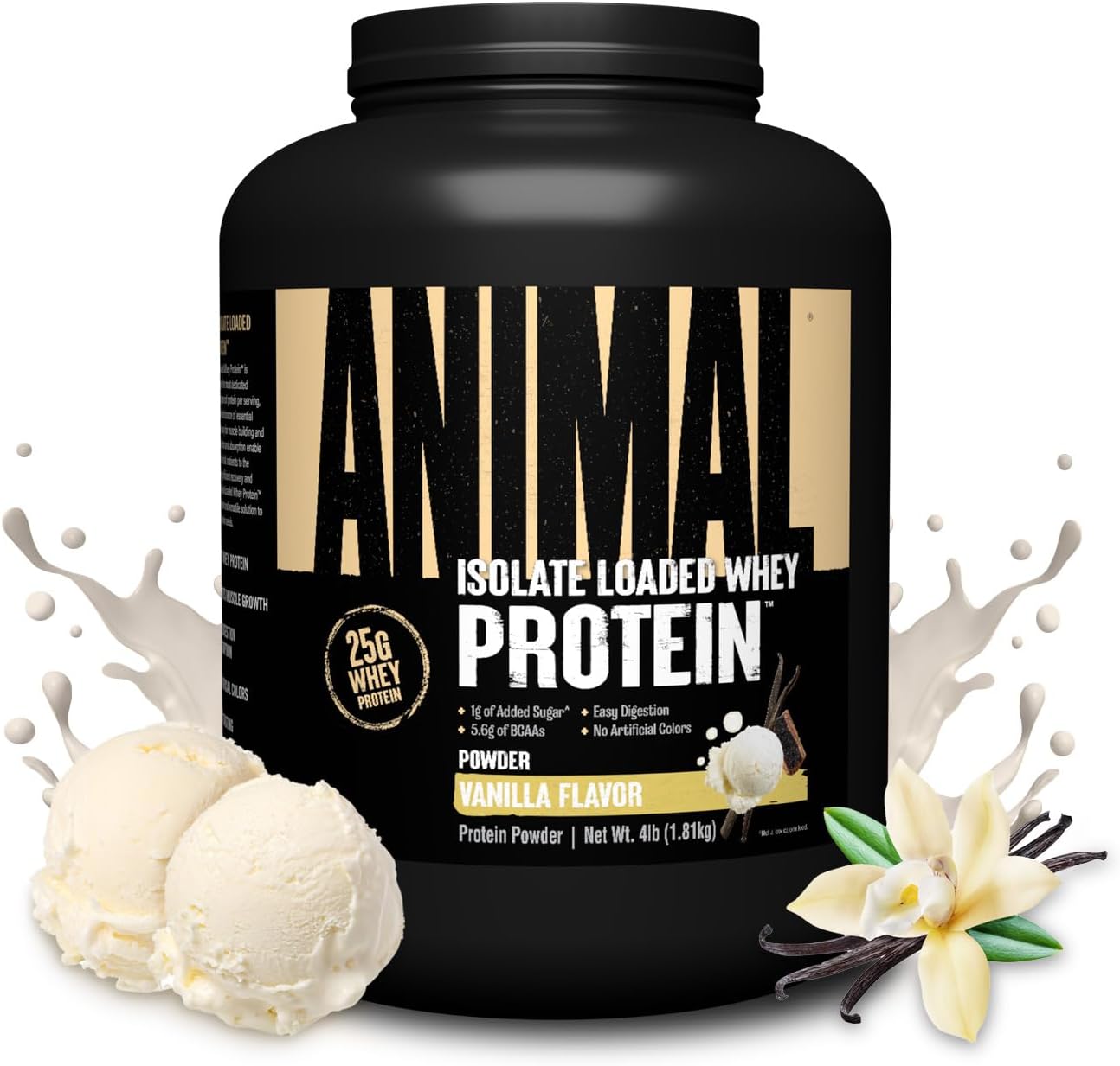 Animal Whey Isolate Protein Powder 25g Protein, - Vanilla 4 lbs
