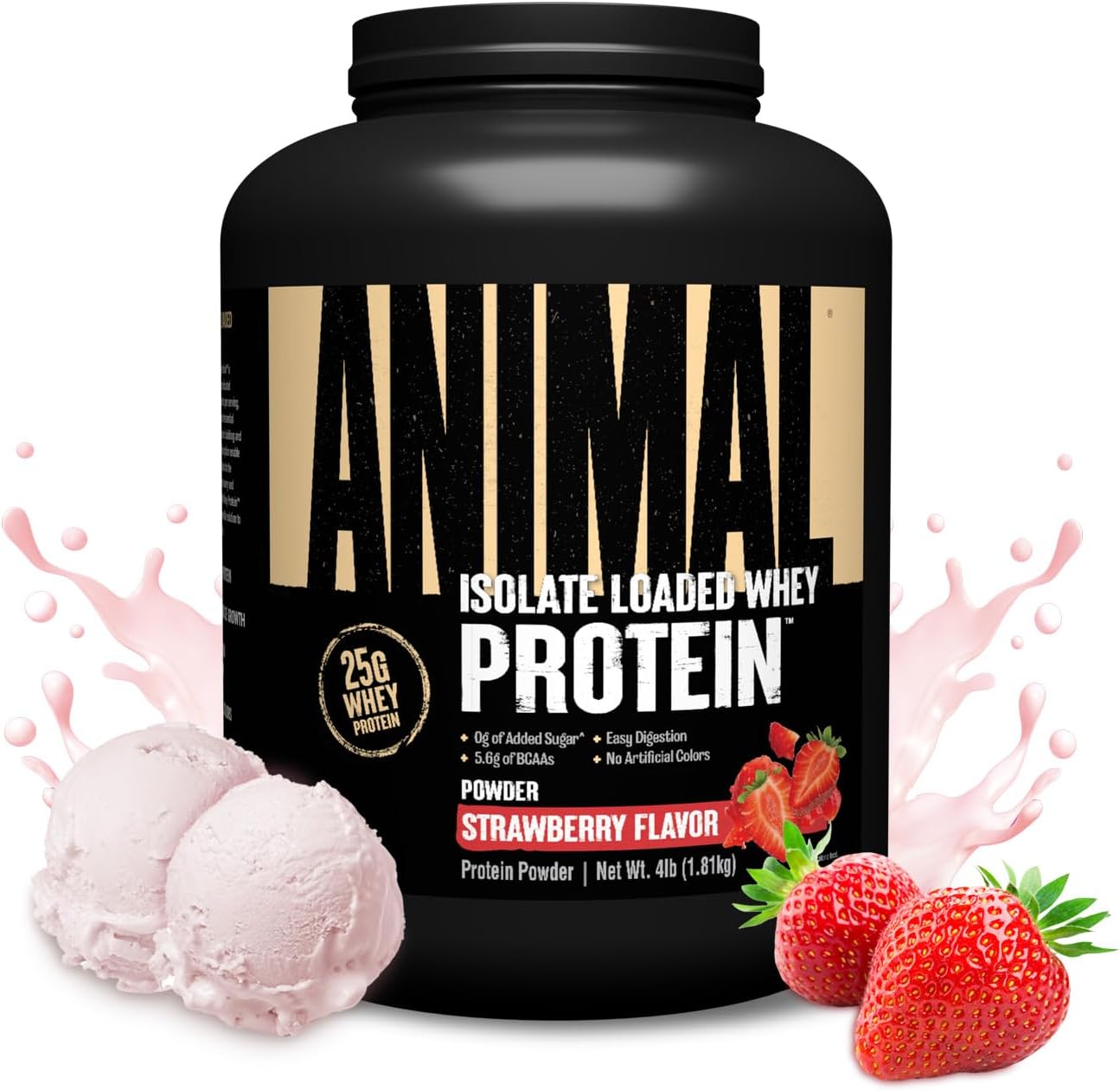 Animal Whey Isolate Protein Powder Strawberry 4 lbs