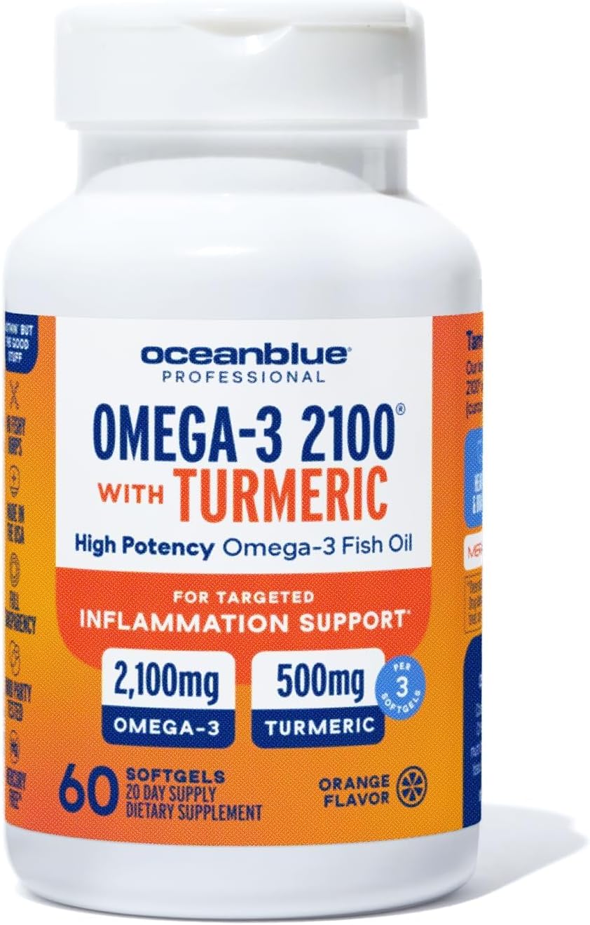 Oceanblue 2100 Triple Strength Omega-3 Fish Oil with Turmeric | Heart and Joint Support | 60 Softgels
