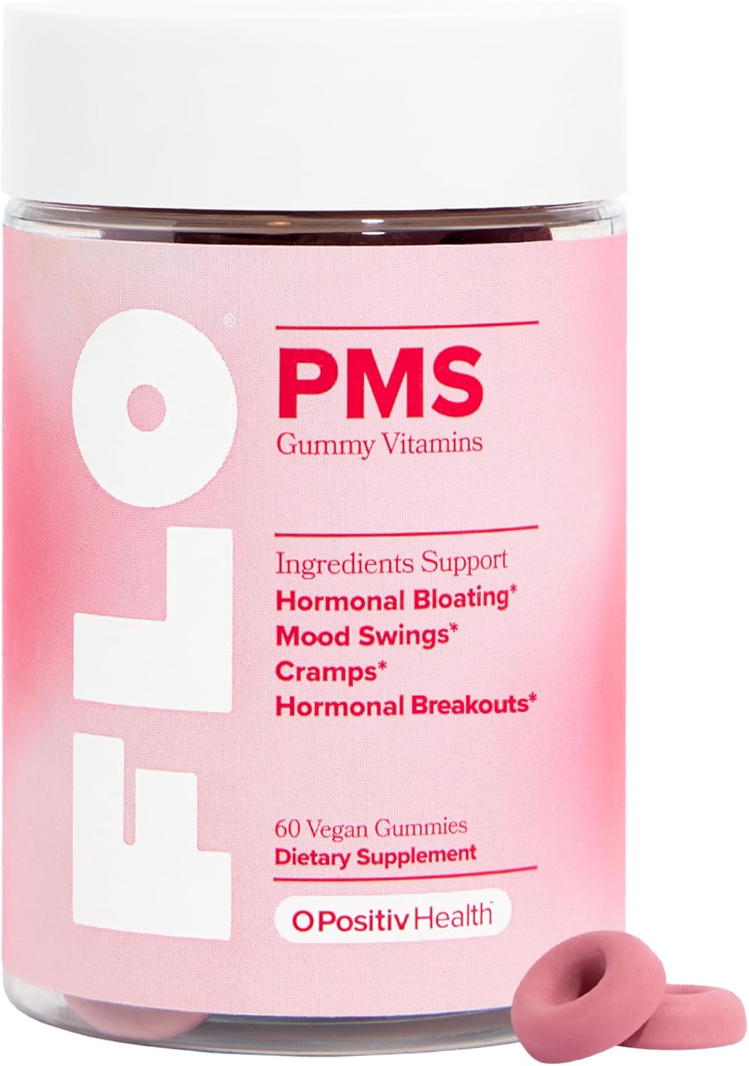 O Positiv FLO PMS Gummies for Women - Proactive PMS Relief - Targets Hormonal Breakouts (Pack of 1)