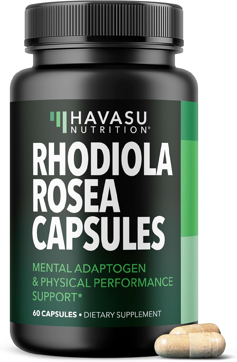 Rhodiola Rosea Supplement - Herbal Adaptogen for Mental and Physical Performance Support (3% Salidrosides, 3% Rosavins Extract) - 60 Count