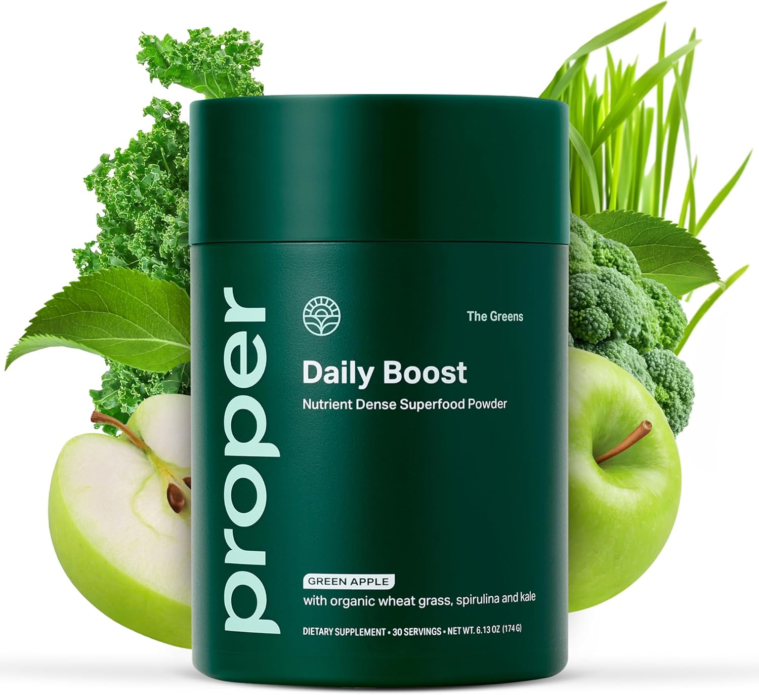 Proper, The Greens Daily Boost Organic Greens Powder. Whole Food, Apple Flavour Veggie Powder