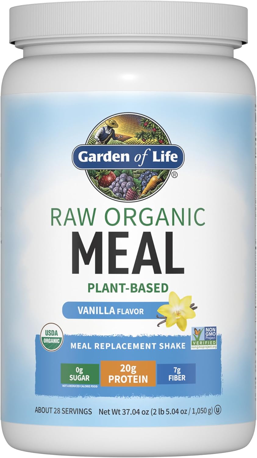 Garden of Life Meal Replacement Shakes, Raw Organic, Vanilla Protein Powder, 28 Servings