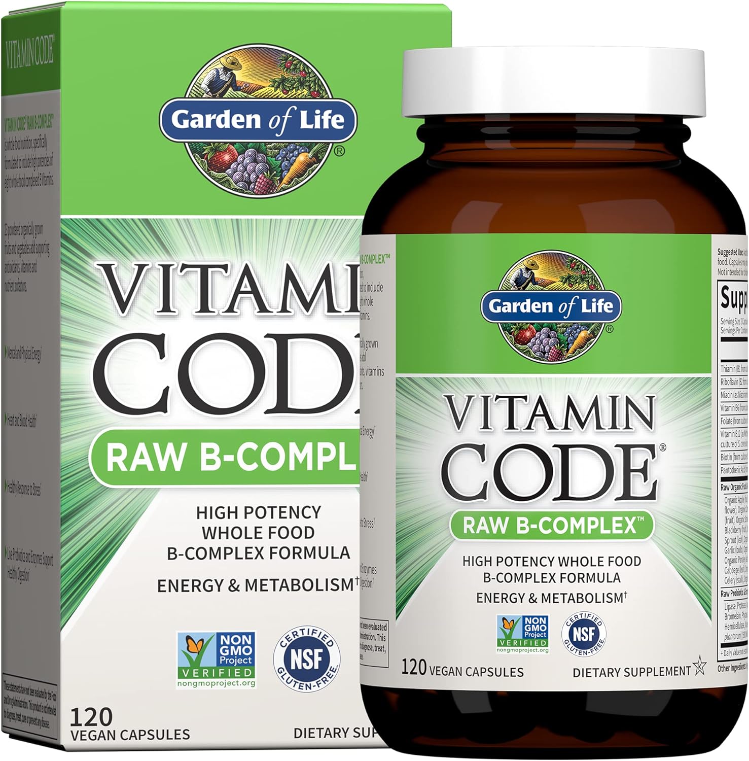 Garden of Life Vitamin B Complex, 120 Vegan Capsules