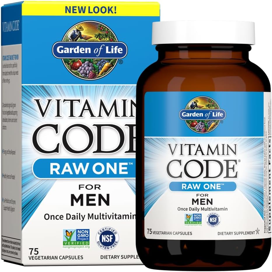 Garden of Life Vitamin Code Raw One for Men, Once Daily Multivitamin, 75 Capsules