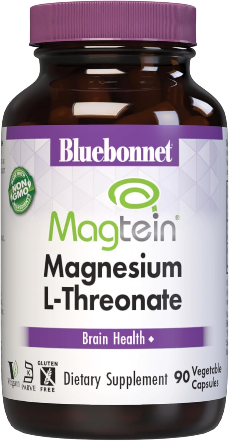 Bluebonnet Nutrition Magtein Magnesium L-Threonate, Brain Health 90 Vegetable Capsules, 30 Servings