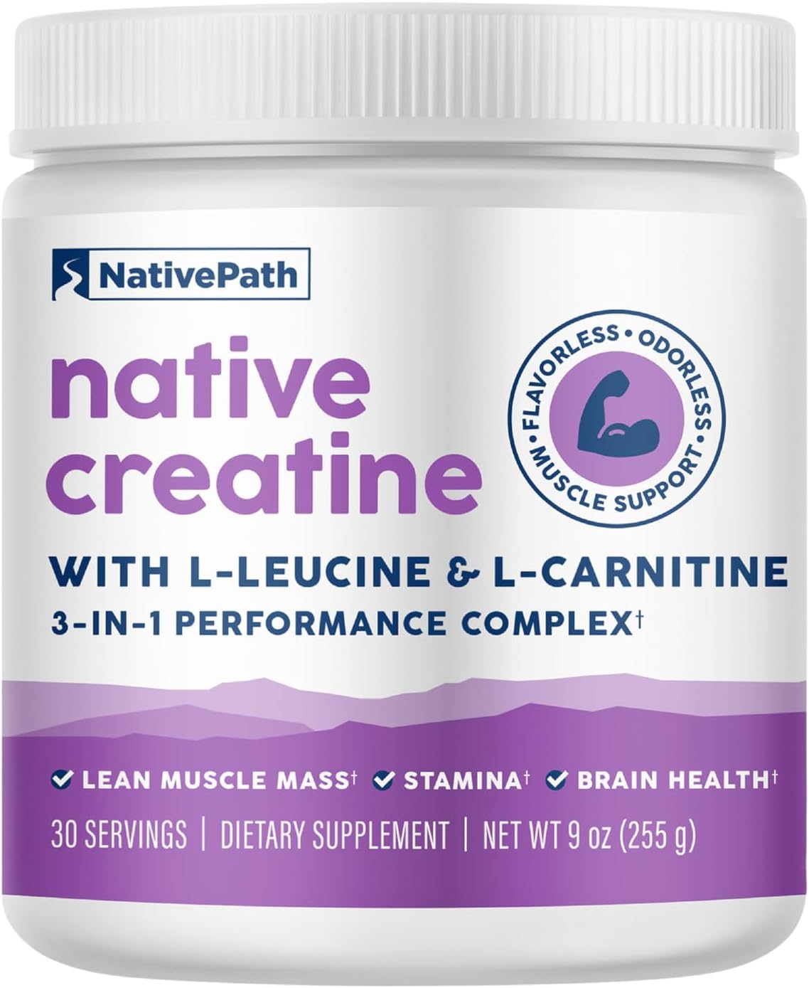 NativePath Creatine Monohydrate Powder with L-Leucine & L-Carnitine 30 Servings