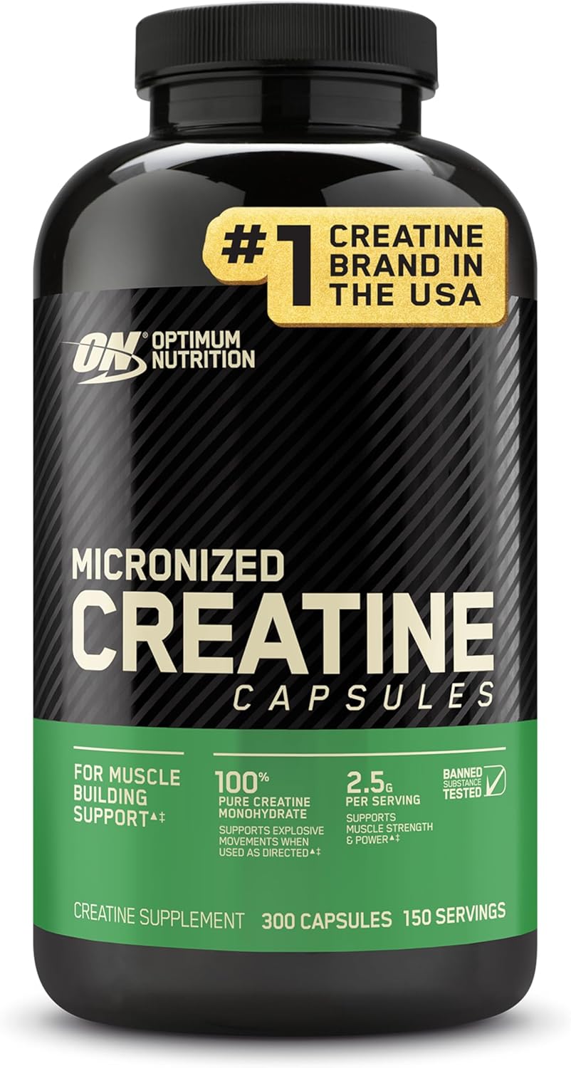 Optimum Nutrition Micronized Creatine Monohydrate Capsules, Keto Friendly, 2500mg, 300 Capsules