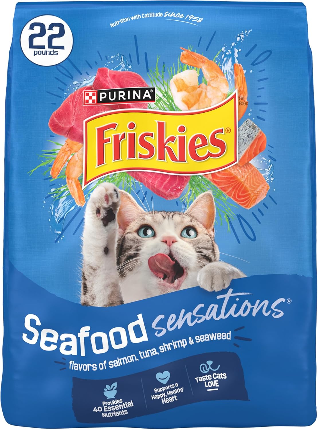 Purina Friskies Dry Cat Food Seafood  - 22 lb. Bag