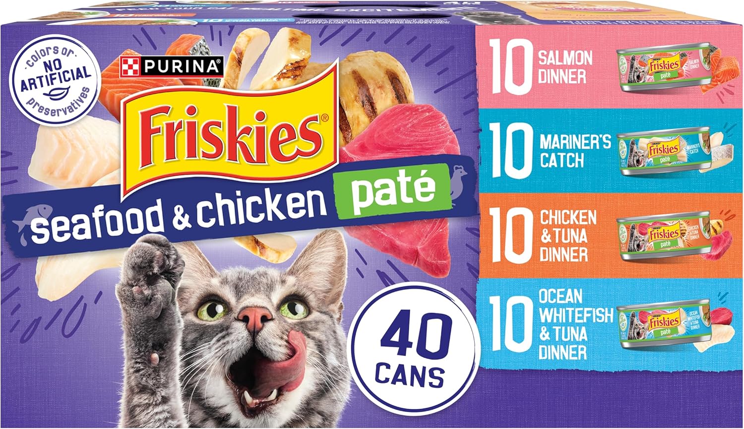 Purina Friskies Pate Wet Cat Food Variety Pack Seafood and Chicken