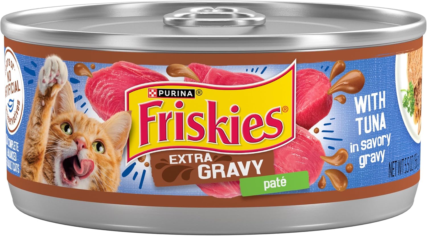 Purina Friskies Wet Cat Food Pate, Extra Gravy With Tuna - (Pack of 24) 5.5 oz. Cans