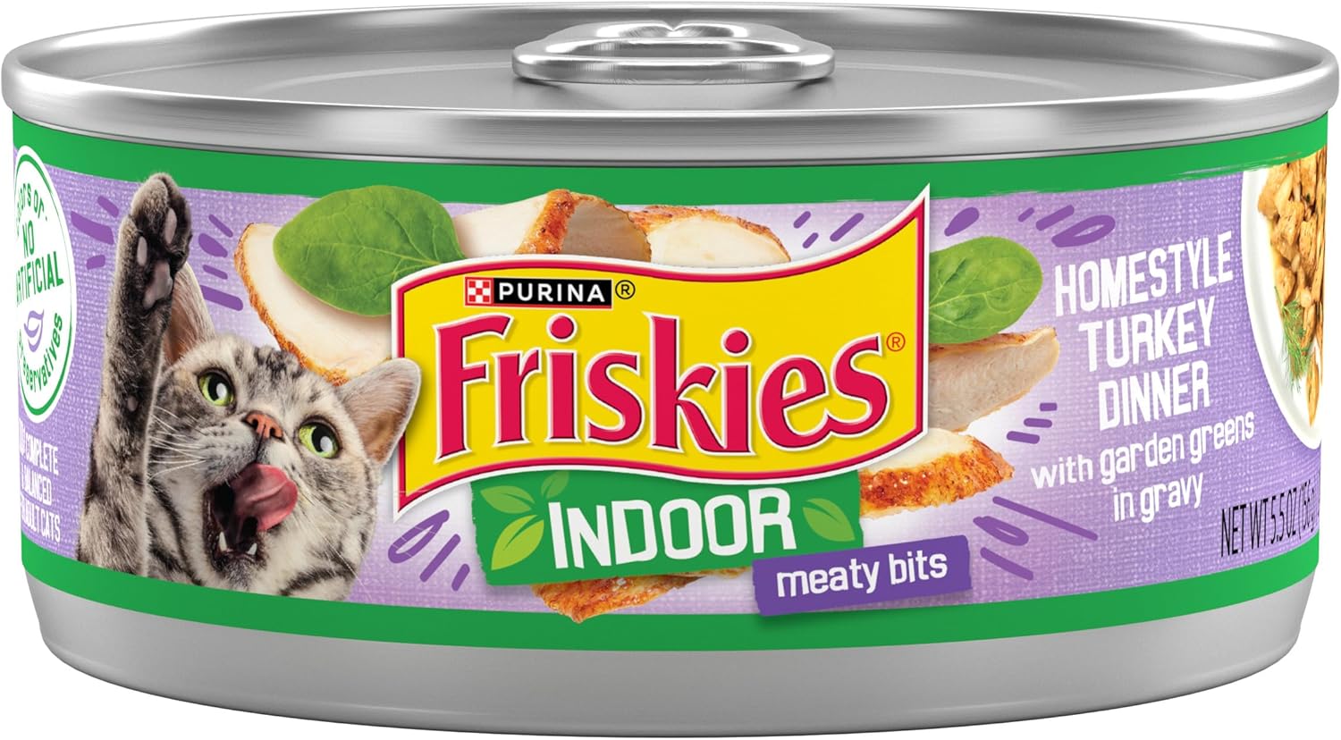 Purina Friskies Indoor Cat Food Meaty Bits Homestyle Turkey Dinner - (Pack of 24) 5.5 oz. Cans
