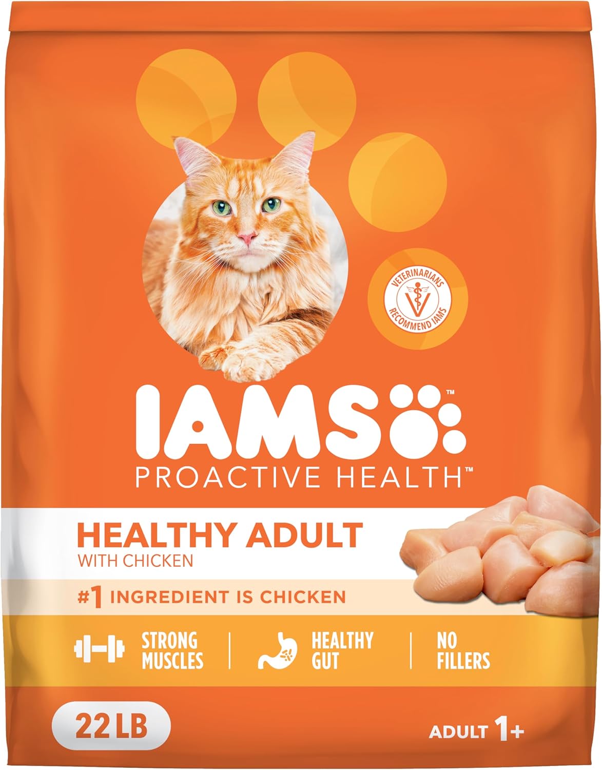 IAMS Proactive Health Adult Healthy Dry Cat Food with Chicken, 22 lb. Bag