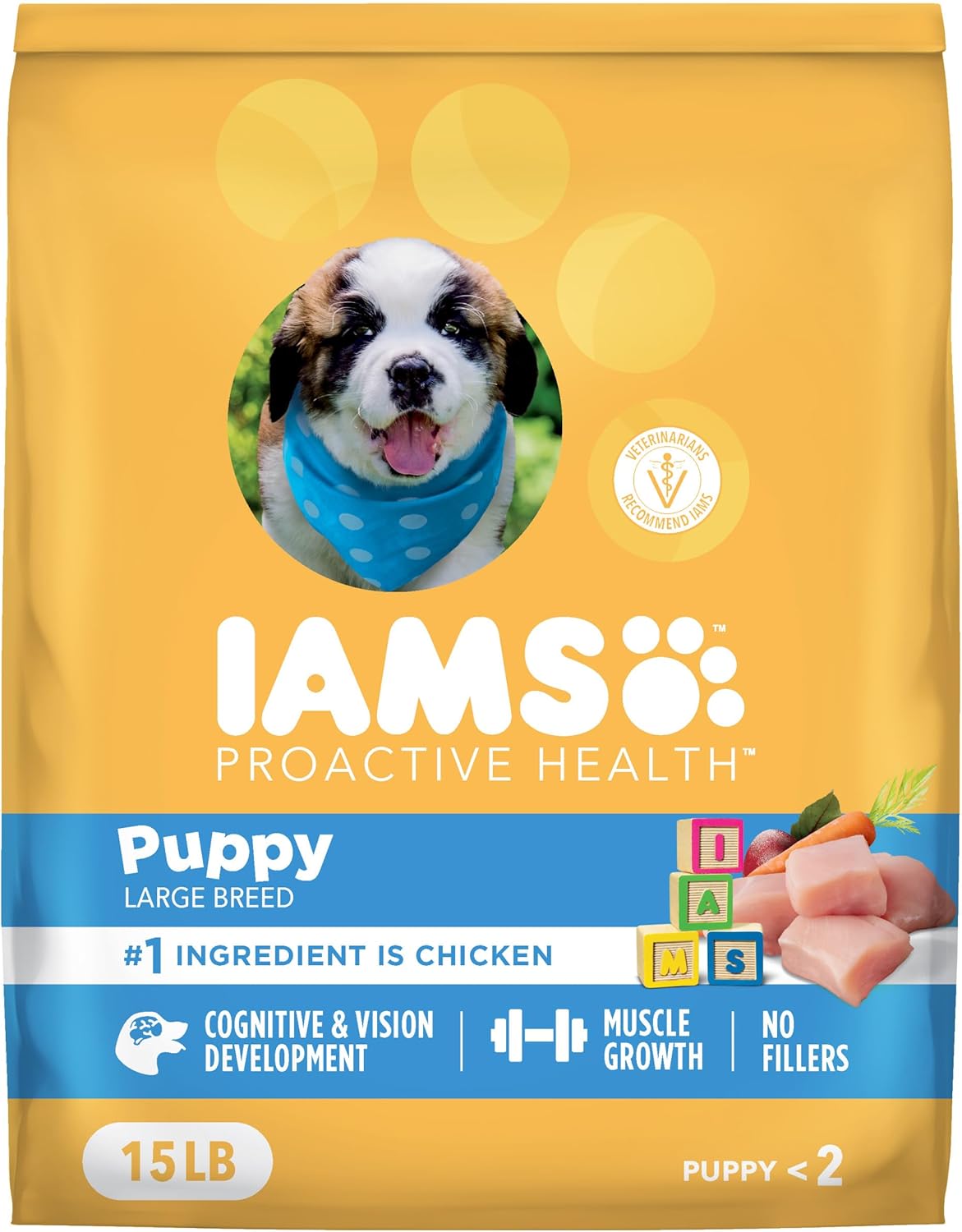 IAMS Proactive Health Large Breed Puppy Food with Real Chicken, 15 lb. Bag