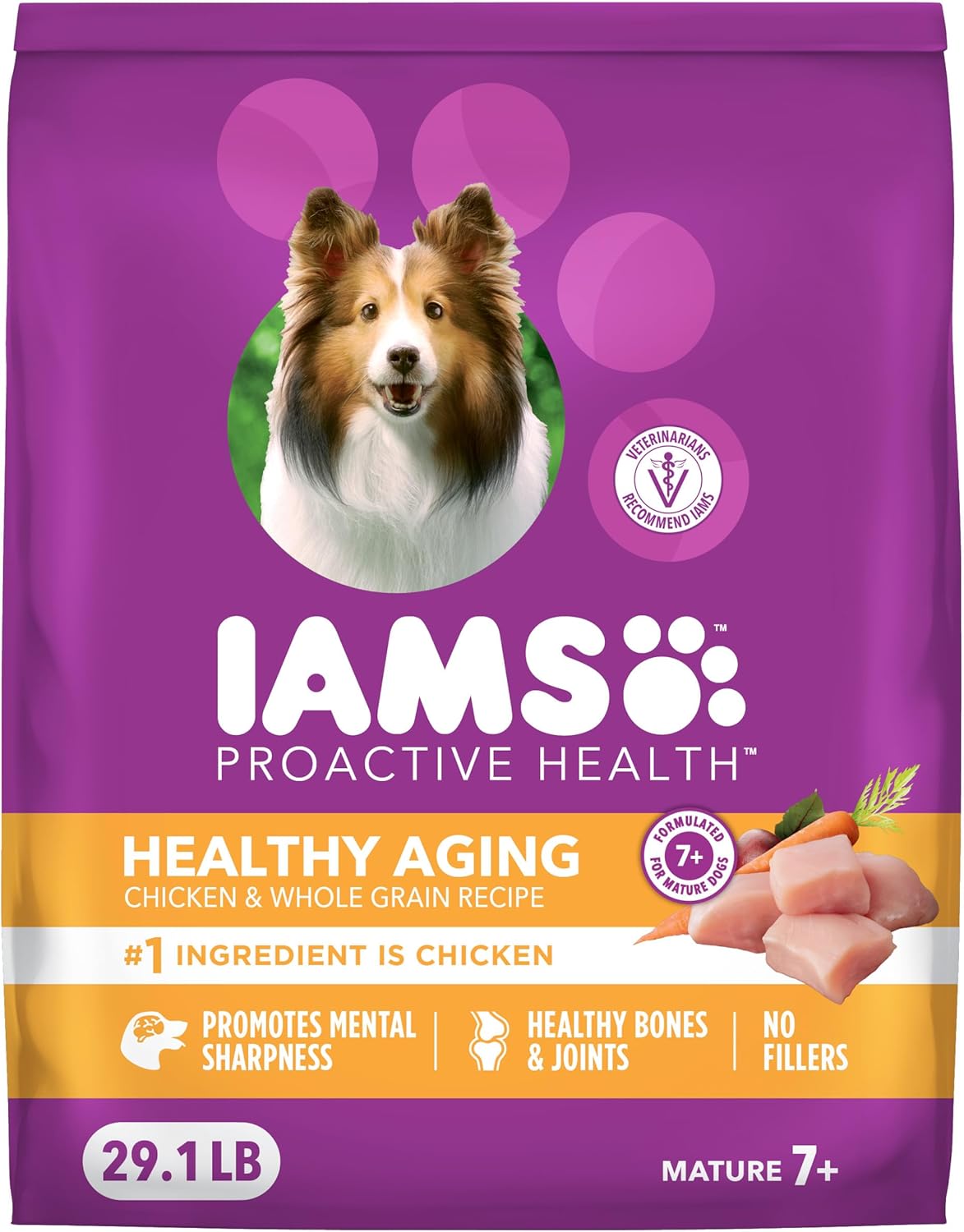 IAMS Proactive Health Healthy Aging Adult Dry Dog Food for Mature and Senior Dogs with Real Chicken, 29.1 lb. Bag