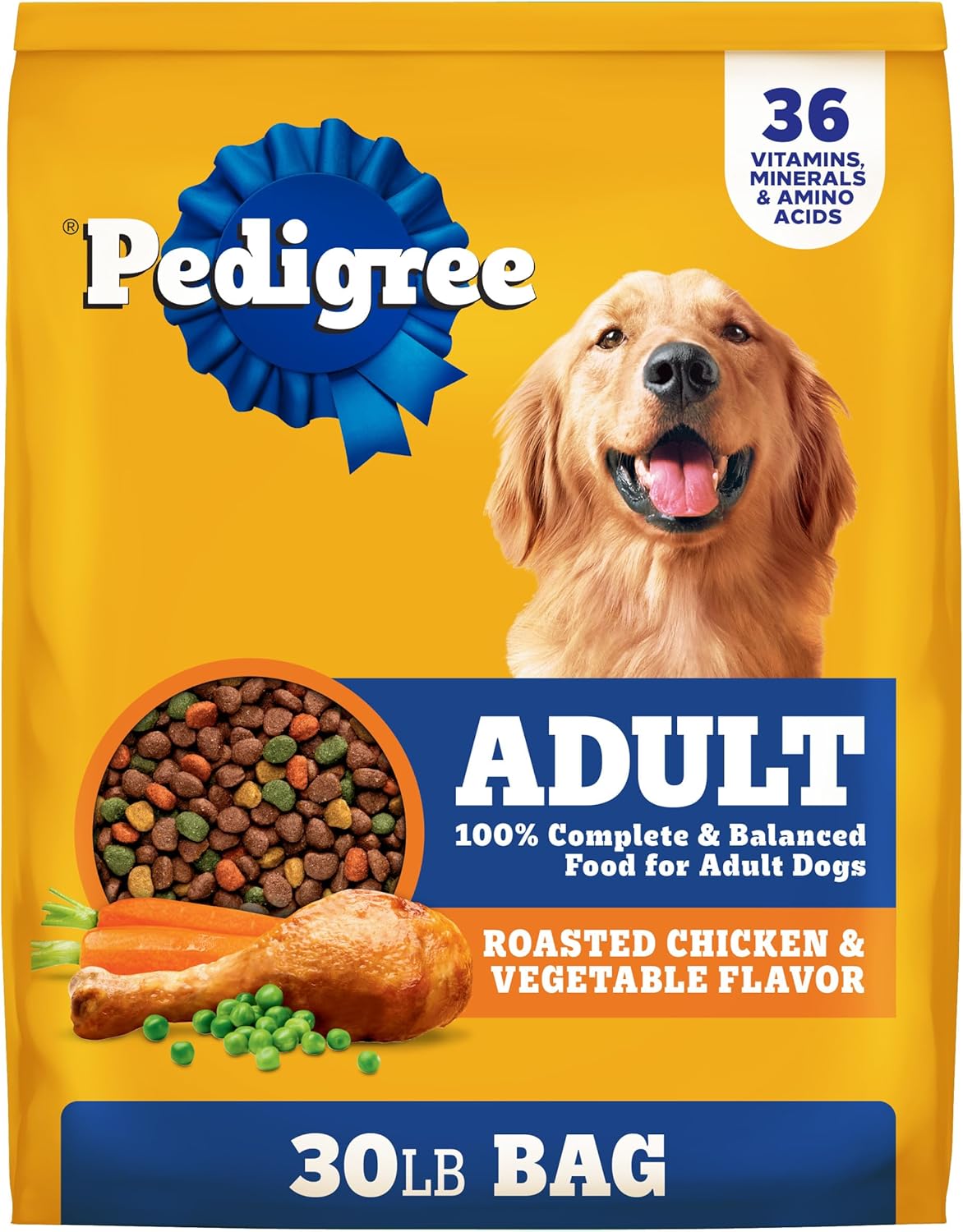 Pedigree Complete Nutrition Adult Dry Dog Food Roasted Chicken & Vegetable Flavor, 30 lb. Bag