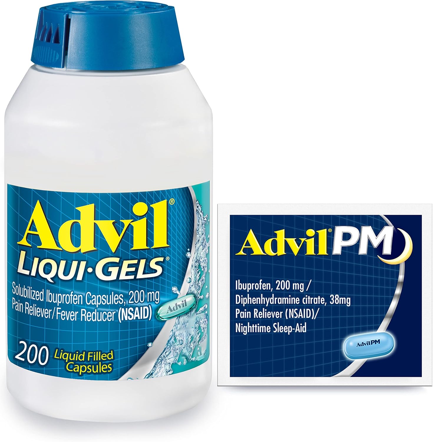 Advil Liqui-Gels Pain Reliever and Fever Reducer, Pain Medicine for Adults with Ibuprofen 200mg for Headache, Backache, 200 Capsules