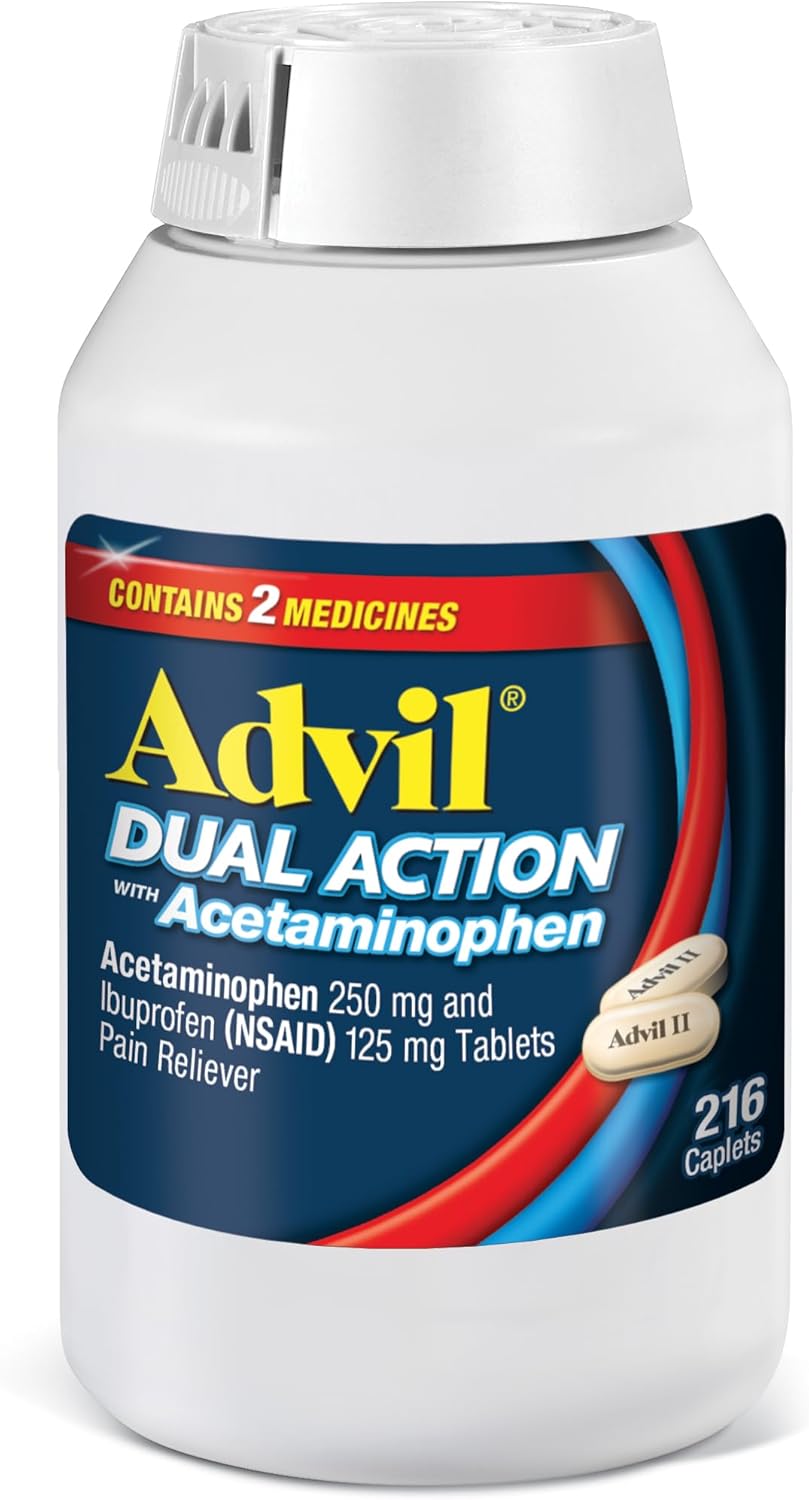 Advil Dual Action Coated Caplets, 125 Mg Ibuprofen and 250 Mg Acetaminophen per Dose, 216 Count
