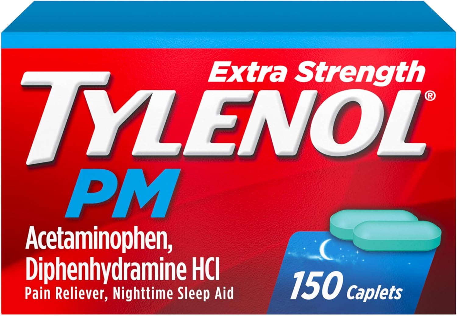Tylenol PM Extra Strength Nighttime Pain Reliever & Sleep Aid Caplets, 150 ct