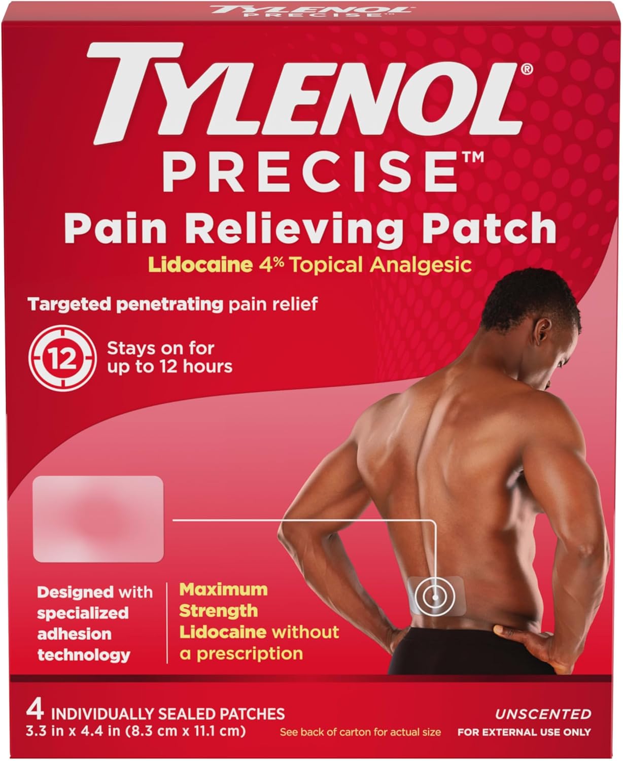 Tylenol Precise Pain Relieving Patches, Large Topical Analgesic Patches + Maximum OTC Strength, 4 ct