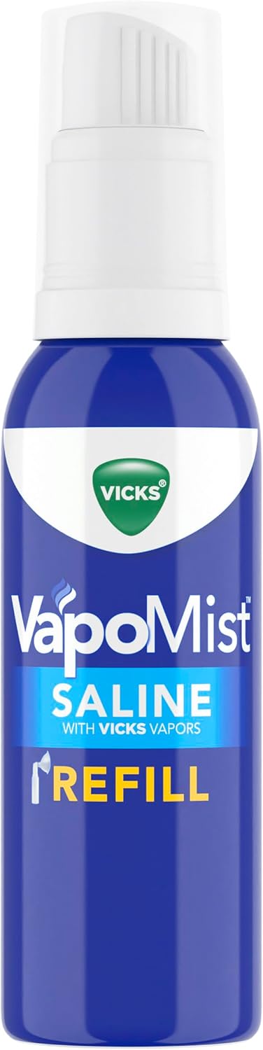 Vicks VapoMist Saline Refill, Gentle Saline Mist with Soothing Vicks Vapors, Non- Medicated, 1.7 oz