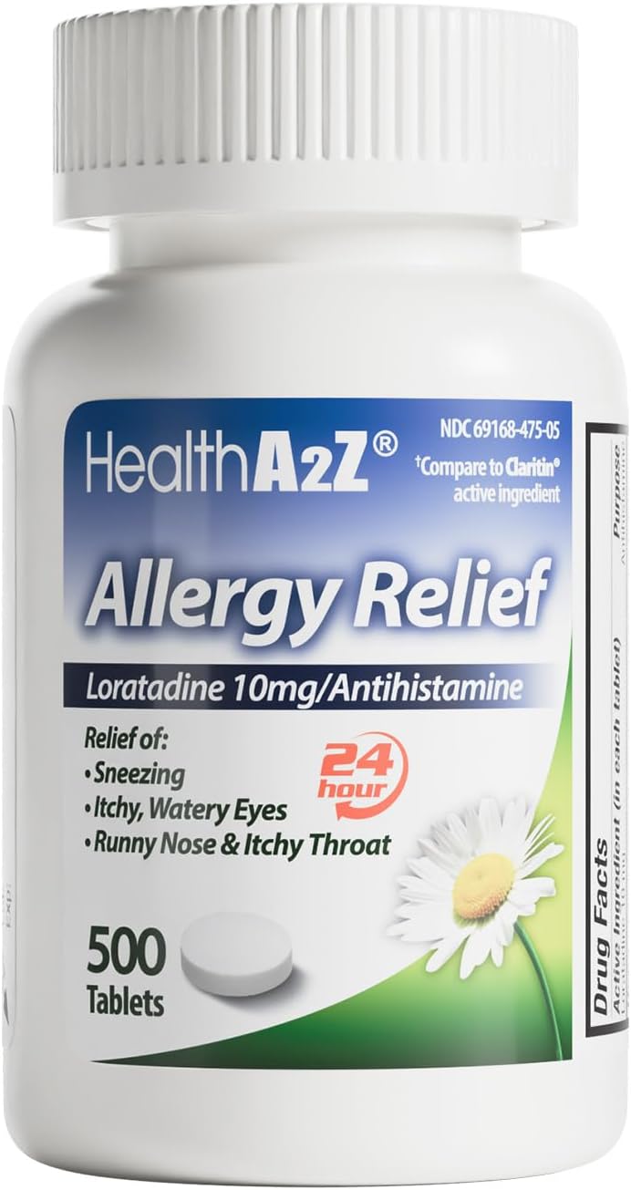 HealthA2Z® Allergy Relief | Loratadine 10mg Antihistamine | 500 Tablets |