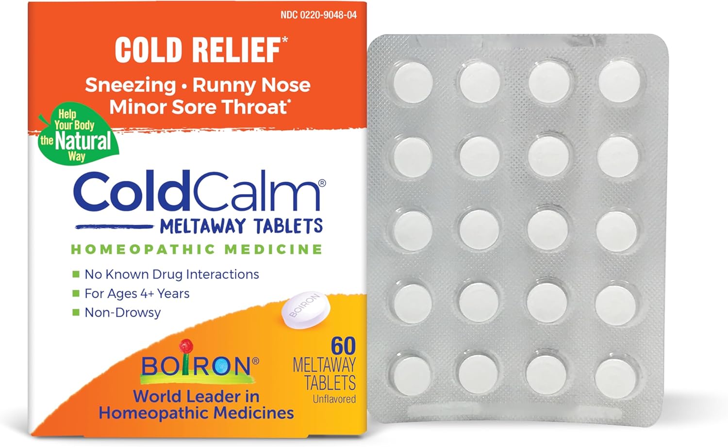 Boiron ColdCalm Tablets for Relief of Common Cold Symptoms Such as Sneezing, Runny Nose, Sore Throat - 60 Count
