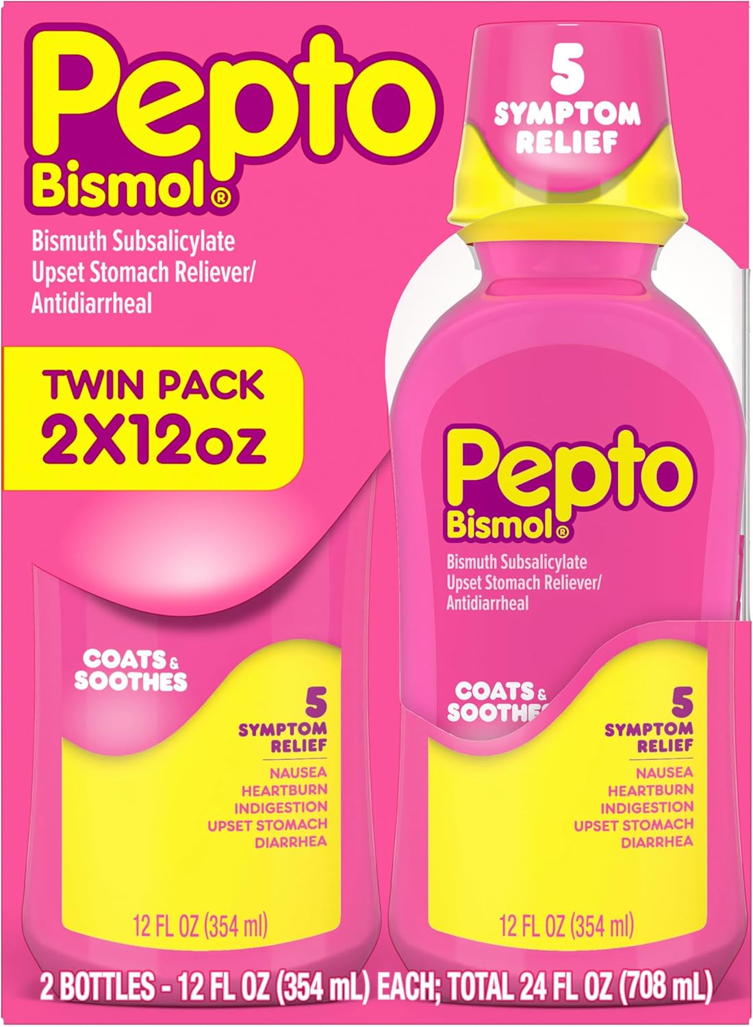 Pepto Bismol Liquid, Upset Stomach Relief, Nausea Relief, Heartburn Relief, Indigestion Relief