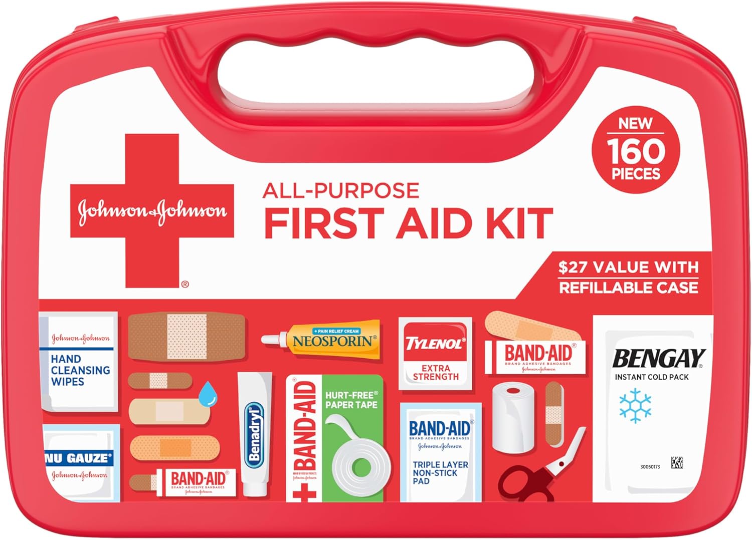 All-Purpose Portable Compact First Aid Kit for Minor Cuts, Scrapes, Sprains & Burns, Perfect for Home, 160 Piece