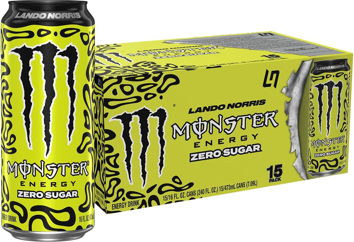 Monster Energy Lando Norris, Sugar Free Energy Drink, 16 Ounce (Pack of 15)