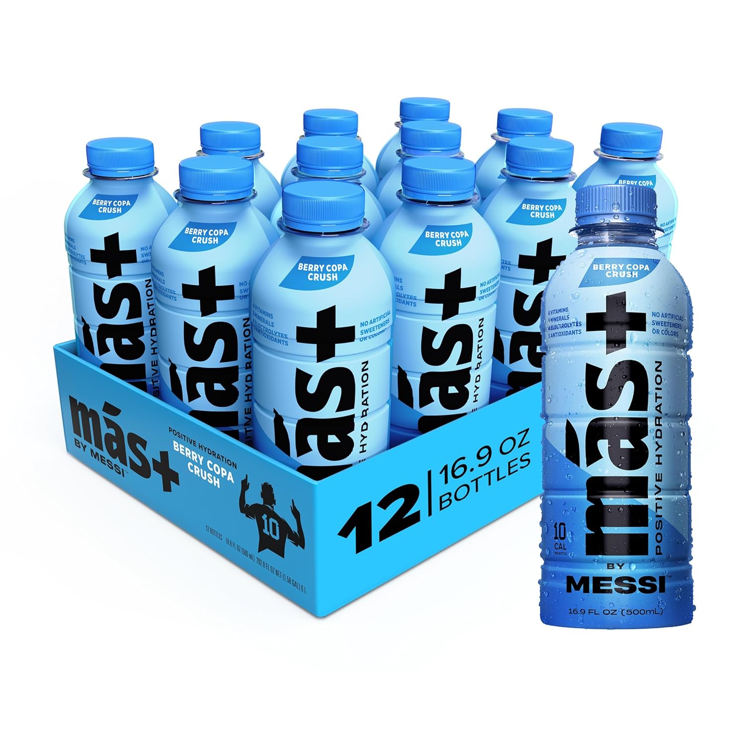 Más+ by Messi 16.9oz Berry Copa Crush, Sports Drink & Hydration Beverage, and Electrolytes, 12-pack