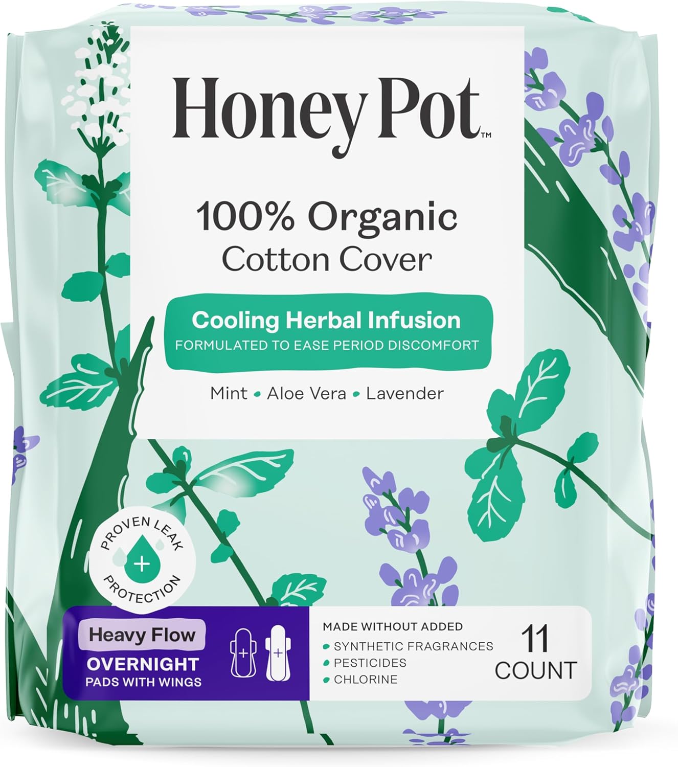 The Honey Pot Company - Herbal Sanitary Pads for Women,  - Feminine Care - 11 ct