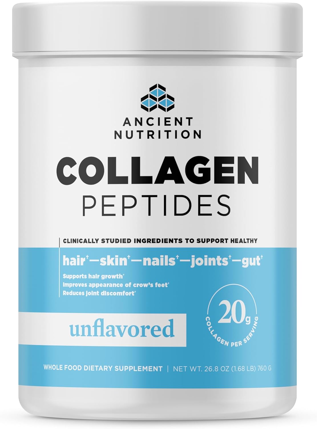 Ancient Nutrition Collagen Peptides Unflavored Hydrolyzed Collagen 20 g
