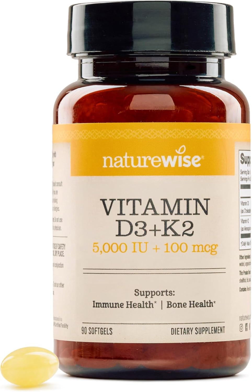 NatureWise Vitamin D3 5000IU + K2 90 Soft gels