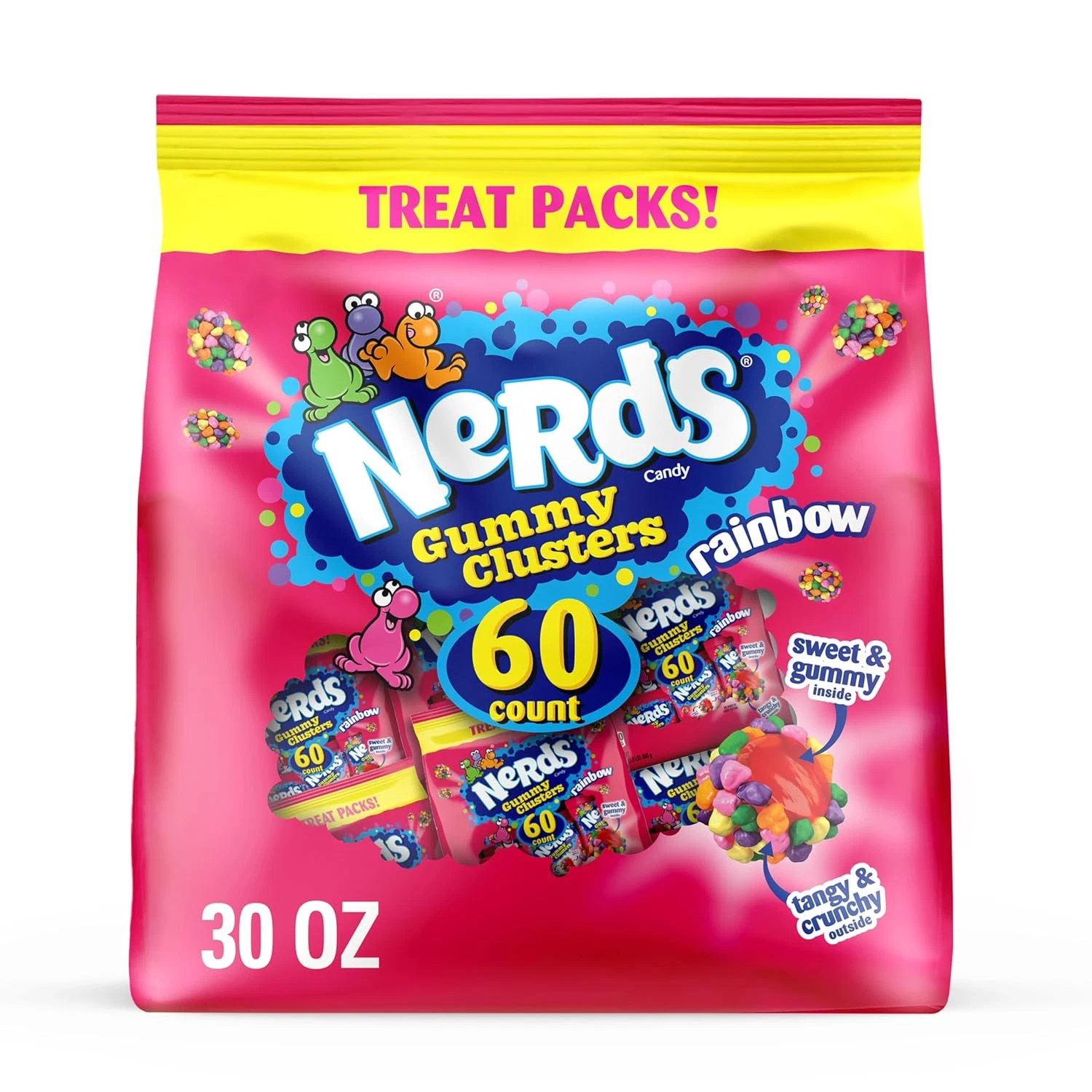 Gummy Clusters Candy Rainbow Crunchy Chewy Treats 2 LBS